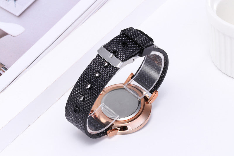 Elevate your style with our Creative Quartz, Couple, and Digital Mesh Band Watches. Shop now! color black