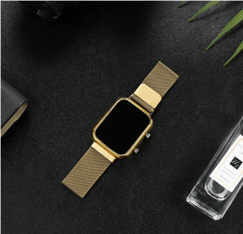 Stay on time with style! Luminous LED digital watch with magnet buckle for ultimate convenience!