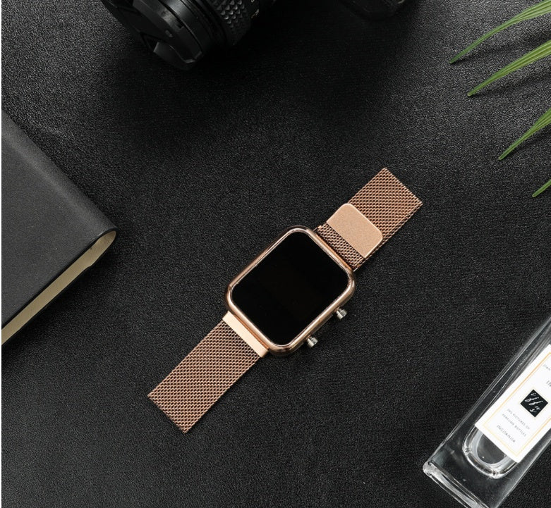Stay on time with style! Luminous LED digital watch with magnet buckle for ultimate convenience!
