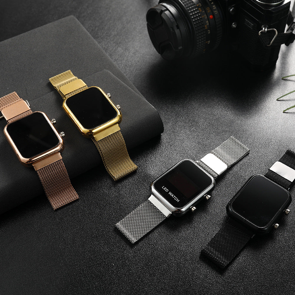 Stay on time with style! Luminous LED digital watch with magnet buckle for ultimate convenience!