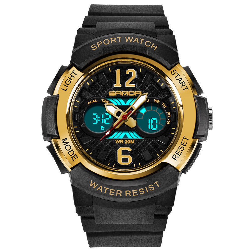 Stay on time and ready for adventure with our luminous, waterproof alarm clock sports watch!