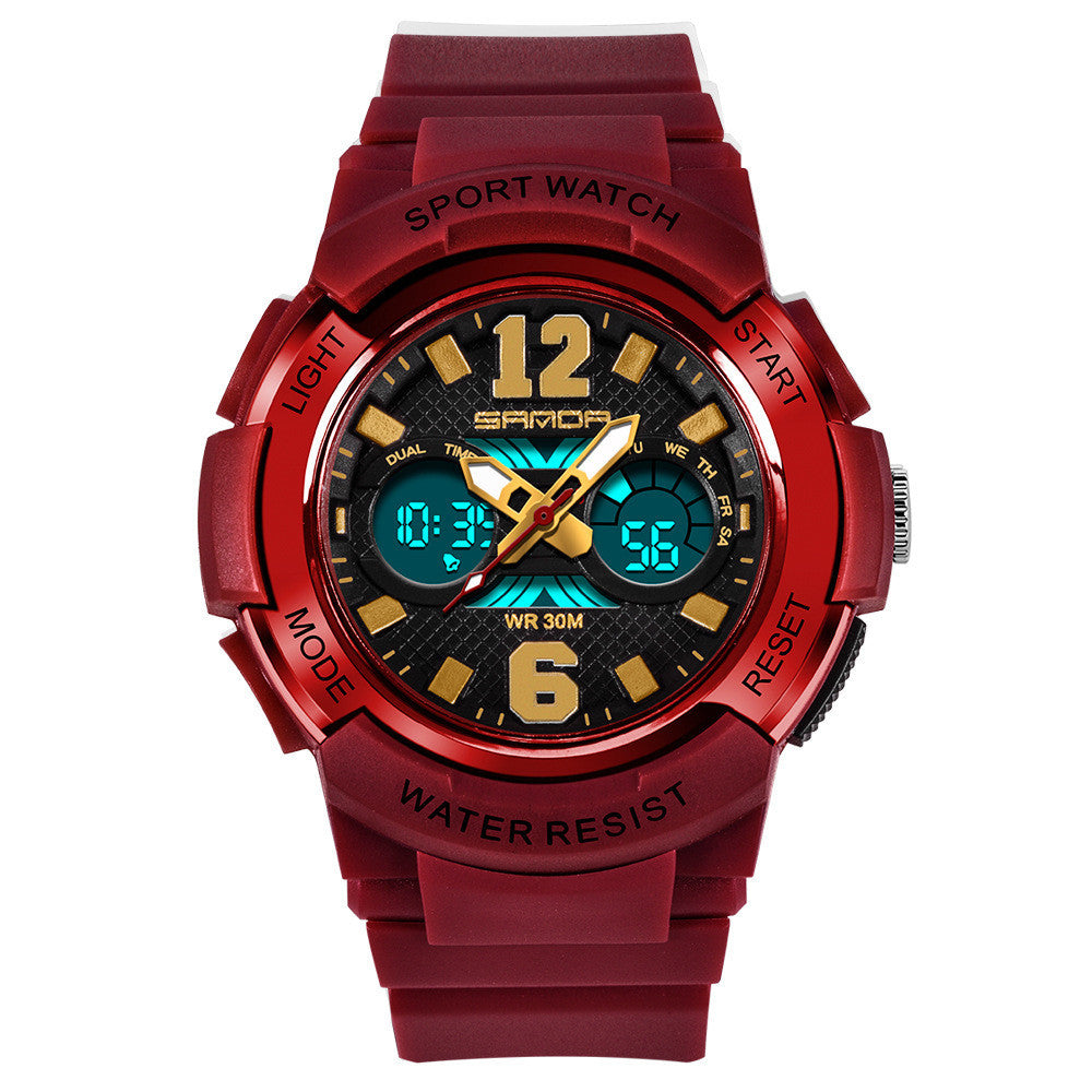 Stay on time and ready for adventure with our luminous, waterproof alarm clock sports watch!