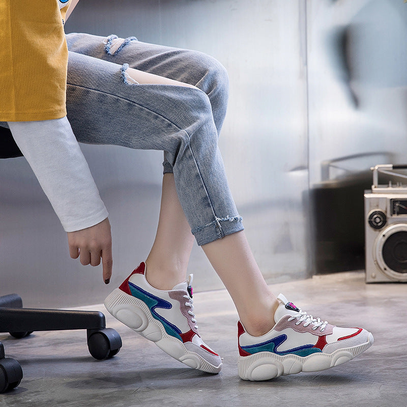 Step into summer with style and comfort! Chunky sneakers for the perfect casual, trendy look! color's are white, blue, red, and light blue. face right