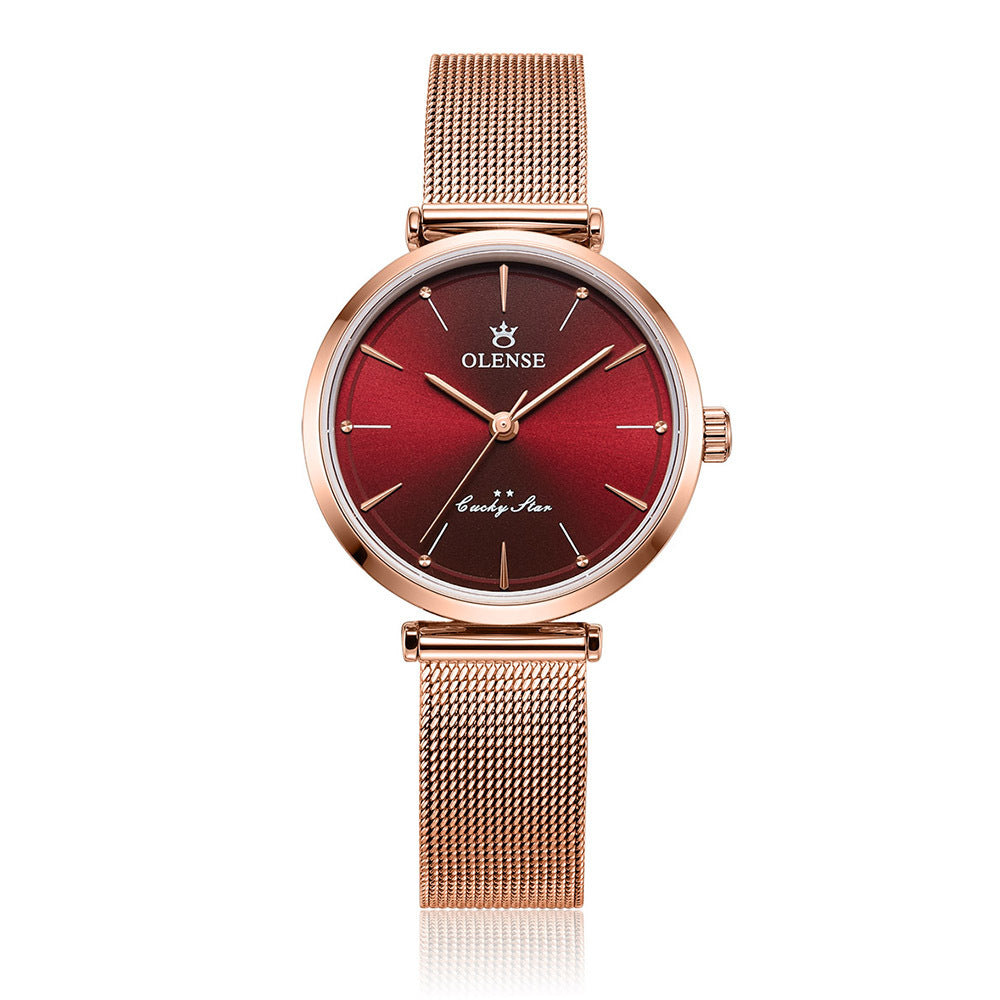 Elevate your style with this sleek Ladies Watch, featuring a stainless steel mesh strap and precise quartz movement!