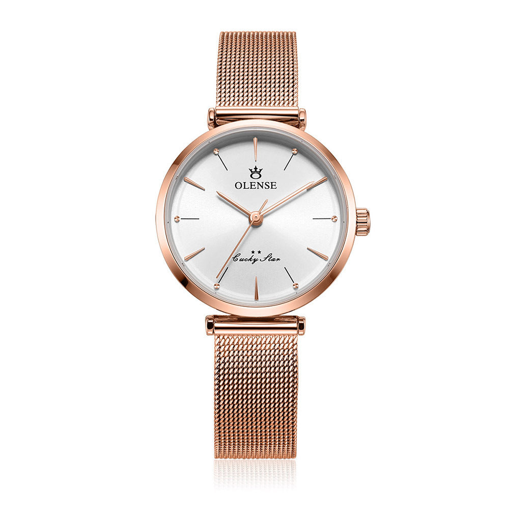 Elevate your style with this sleek Ladies Watch, featuring a stainless steel mesh strap and precise quartz movement!
