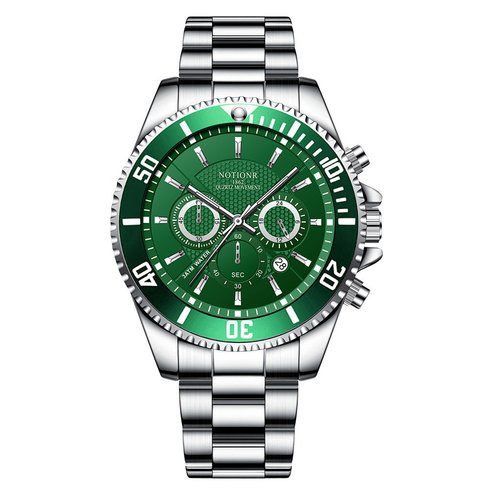 Elevate your style with this luxury gold-green watch – waterproof, luminous, and sophisticated!