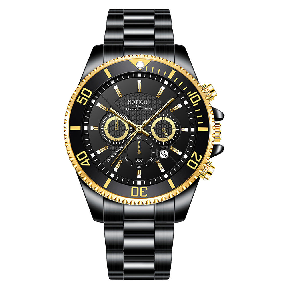 Elevate your style with this luxury gold-green watch – waterproof, luminous, and sophisticated!