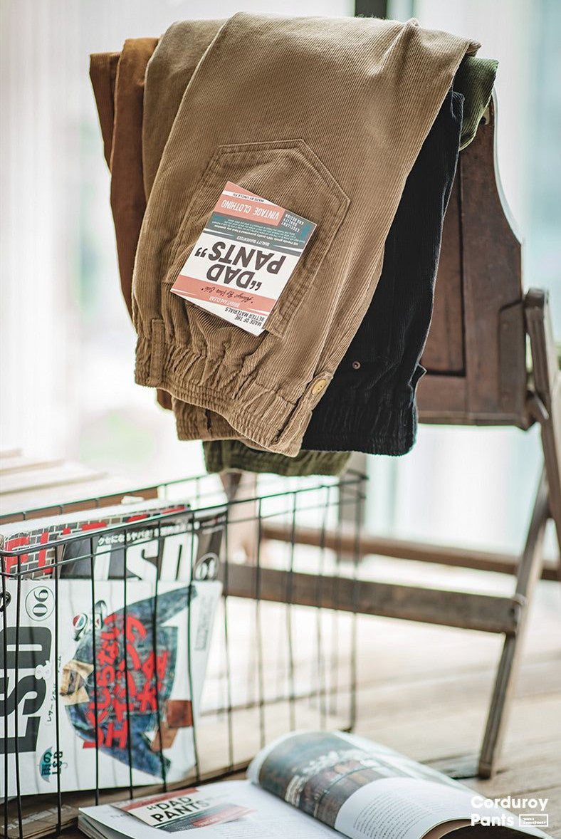 Retro-inspired Maden Vintage Brown Corduroy Pants for men – streetwear, comfort, and style!