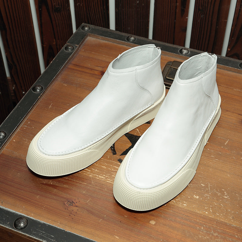 Step up your style with Men’s Leather High Top Sneakers—zipper design for comfort and flair!