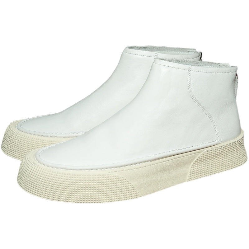 Step up your style with Men’s Leather High Top Sneakers—zipper design for comfort and flair!