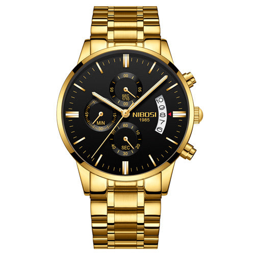 Upgrade your style with this luxury gold chronograph watch—waterproof, durable, and timeless!