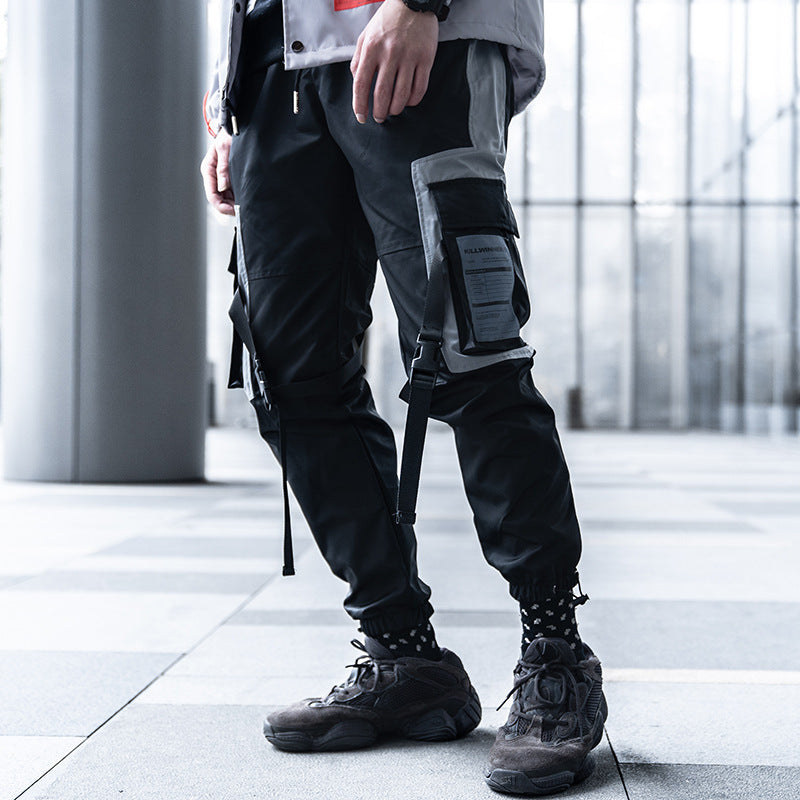 Redefine style & confidence with Men's Concealer Trousers – sleek, comfy, & body-flattering Color's are Black and light blue left front 