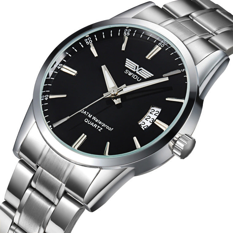 Stylish men's steel watch, non-mechanical, sleek design for everyday wear & professional look