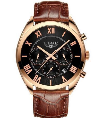 Youth Luxury Waterproof Date Quartz Leather Sport Chronograph Watch – Style, Precision, Durability! face front